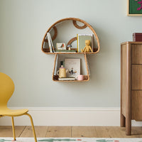 Woven Rattan Mushroom Wall Shelf