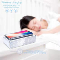 LED Alarm Clock with Wireless Charging