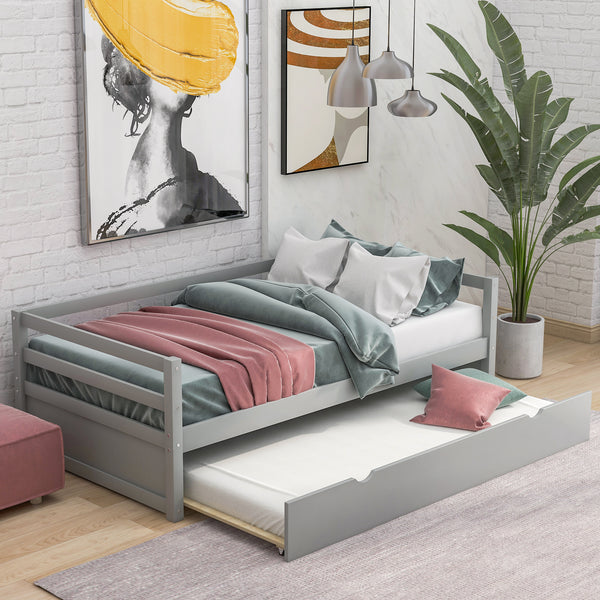 Twin Daybed with Trundle — Grey