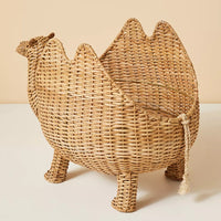 Woven Camel Storage Basket with Lid