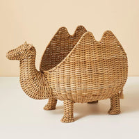 Woven Camel Storage Basket with Lid