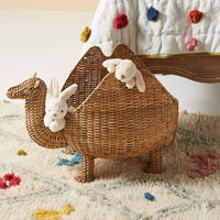 Woven Camel Storage Basket with Lid
